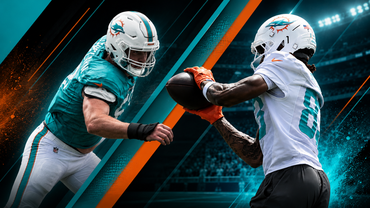 Kevin Coleman Jr. and Max Llewellyn ahead of the Miami Dolphins game against the Giants