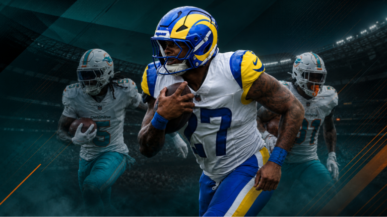 Miami Dolphins running back Jarquez Hunter following his trade from the Los Angeles Rams