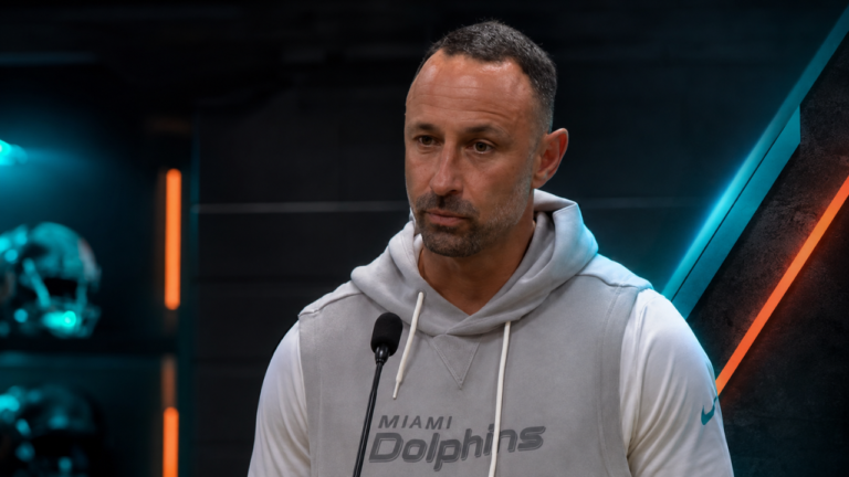 Miami Dolphins general manager Jon-Eric Sullivan in a Fins Faithful featured graphic