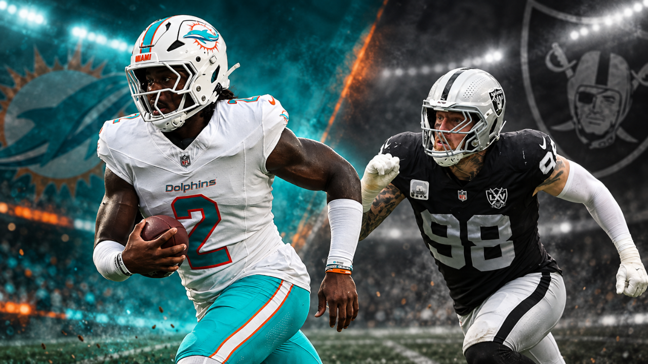 Malik Willis runs from Maxx Crosby in the Dolphins vs. Raiders Week 1 preview