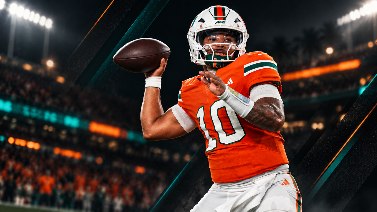 Darian Mensah prepares to throw for the Miami Hurricanes